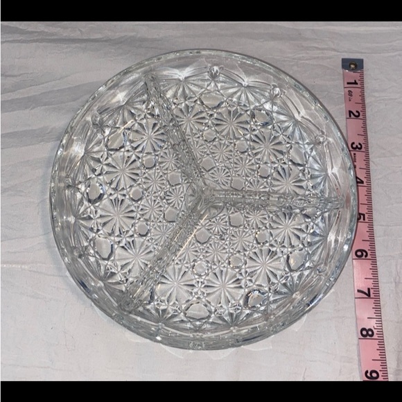 Vintage Daisy and Button Veropa French Crystal Divided Dish - Picture 5 of 7
